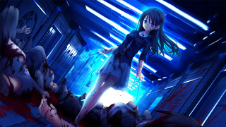 Girl bloody room knife blood - her hand and blood free wallpaper