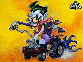 Cartoon character riding car joker - ed roth free wallpaper
