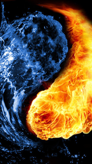 Fire water yin yang symbol - artistic free wallpaper