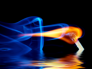 Blue orange smoke water reflection - smoke free wallpaper for desktop