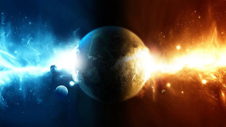 Space scene planet starburst background - space free wallpaper for desktop