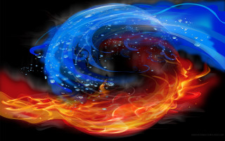 Blue red swirl water droplets - alison kinnaird free wallpaper