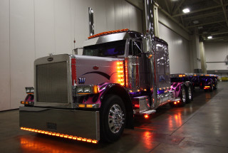 Semi truck bright light warehouse - a warehouse free wallpaper