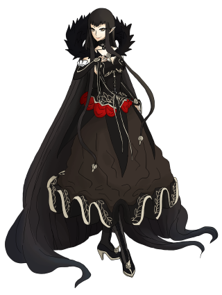 Gothic woman black dress red 2 - a red collar free wallpaper