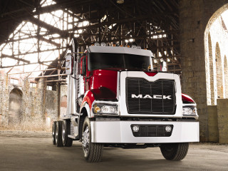 Red white mack truck warehouse - a warehouse free wallpaper