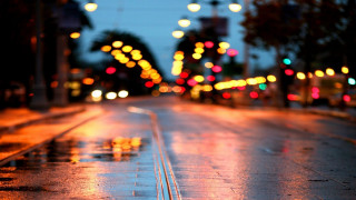 Wet street night lights rain - a photo free wallpaper