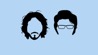 Men glasses beard blue background - a couple of men free wallpaper