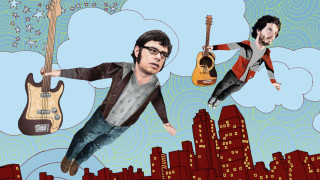 Men guitars cityscape collage guitar - a collage free wallpaper