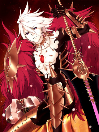 Woman red hair sword red 2 - her hand free wallpaper
