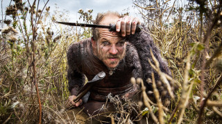Man knife field grass head - primitivism free wallpaper