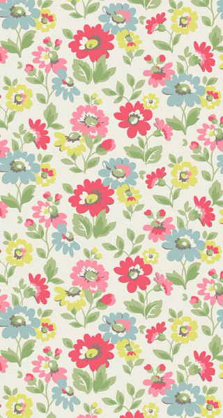 Flowery pattern multicolor flowers white - art free wallpaper