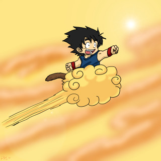 Cartoon character flying smoke dirt - a yellow background free wallpaper