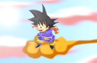 Cartoon character flying sky background - sots art free wallpaper