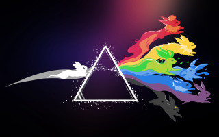 Triangle rainbow bird flying over 3 - a rainbow in the middle free wallpaper