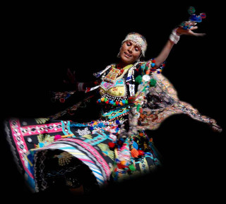 Colorful dress dancing arms outstretched - ella guru free wallpaper