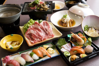 Table food plates sauces dishes - japanese free wallpaper for desktop