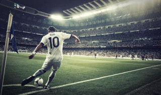 Man kicking soccer ball stadium - a man kicking free wallpaper