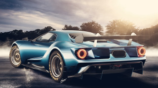 Blue sports car wingtip road - a blue sports car free wallpaper
