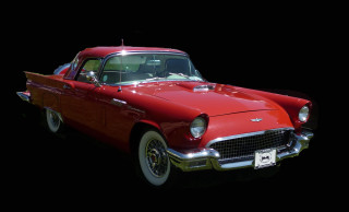 Red classic car black background 2 - a red classic car free wallpaper