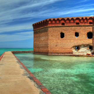 Brick structure water pier boat - a boat free wallpaper