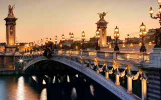 Bridge lights river night statue - bernard meninsky free wallpaper