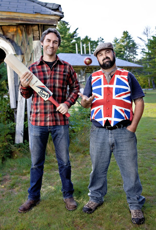 Two men yard bat ball - a british flag free wallpaper