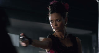 Woman gun dark room afrofuturism - daphne allen free wallpaper