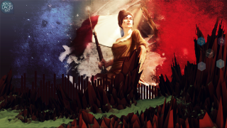 Woman holding flag painting fence - a fence free wallpaper