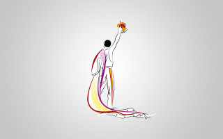 Woman holding kite man standing 2 - a drawing of a woman holding free wallpaper