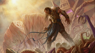 Man desert sword alien creature - a painting of a man free wallpaper
