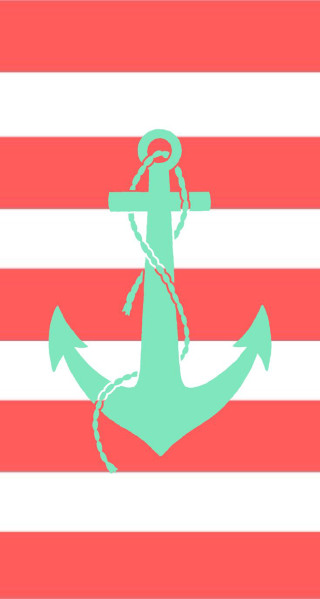 Green anchor red white striped - fauvism free wallpaper