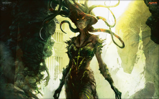 Woman strange head horns forest - chris rahn free wallpaper