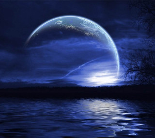 Blue moon water tree dark - felipe seade free wallpaper