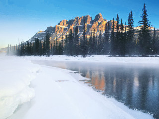 Mountain range reflection lake snow 6 - snow and trees free wallpaper