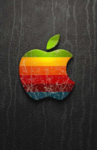 Apple logo rainbow stripe leaf - top of it free wallpaper