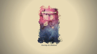 Watercolor painting tardish with words - a reflection free wallpaper