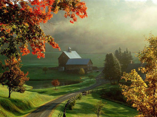 Farm road barn distance white 2 - a farm free wallpaper