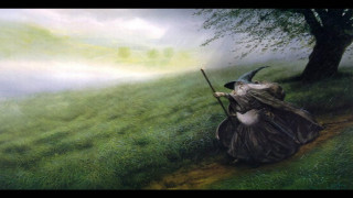 Wizard walking hill staff tree - a staff free wallpaper