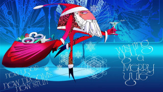 Cartoon santa claus carrying bag - his hand free wallpaper for desktop
