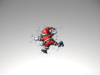 Santa claus breaking through wall - he free wallpaper