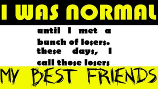 Yellow black sign with words - sticker free wallpaper