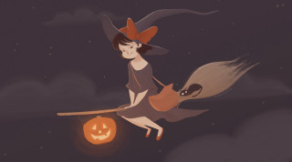 Halloween girl horse pumpkin jackolantern - atey ghailan free wallpaper