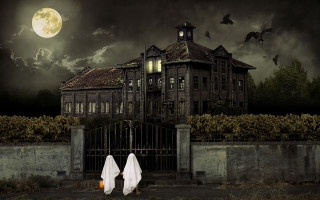 Ghosts creepy house bats full - overhead free wallpaper