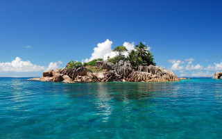 Small island ocean palm trees 2 - palm tree free wallpaper