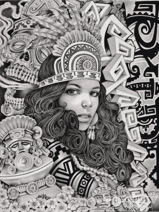 Woman hat skull drawing art - tristan eaton free wallpaper