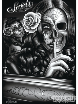 Woman skeleton face rose forehead - illustration free wallpaper