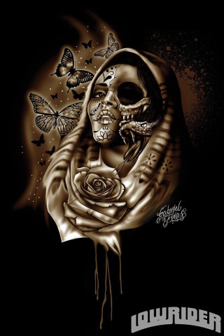 Gothic woman rose butterflies skull - anne stokes free wallpaper