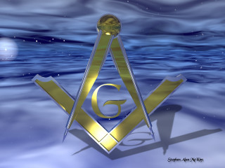 Golden masonic symbol ocean night - abstract illusionism free wallpaper