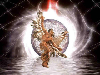 Flying man wings water red - a painting of a man free wallpaper
