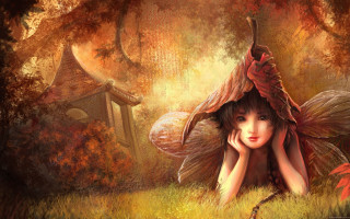 Woman fairy hat dragon tail - a painting of a woman free wallpaper